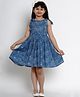 Bitiya By Bhama Cotton Blend Woven Sleeveless Abstract Printed Dress - Blue