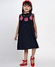 Bitiya By Bhama Cotton Blend Woven Sleeveless Floral Embroidered Dress - Blue