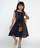 Bitiya By Bhama Cotton Blend Woven Sleeveless Floral Foil Printed Gota Lace Embellished With Attached Shrug Dress - Blue