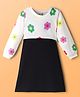 Hola Bonita Knit Full Sleeves Dress With T-shirt & Floral Print - Black