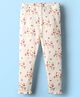 Babyhug Rib Cotton Knit Full Length Leggings With Stretch & Floral Print - White