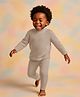 Mi Arcus Knit Full Sleeves Solid Ribbed Coordinating Thermal Set - Beige