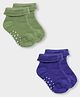 Mi Arcus Knit Pack Of 2 Solid Anti Skid Socks - Green & Blue