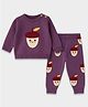 MI Arcus Knit Full Sleeves Acorn Designed Sweater & Joggers Set - Purple