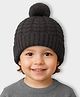 Mi Arcus 100% Cotton Knit Pom Pom Detailed Cap - Dark Grey