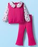 Babyhug Single Jersey Knit Full Sleeves Top & Pant Set With Floral Print - Pink