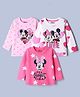 Babyhug Disney Single Jersey Knit Full Sleeves T-Shirts with Minnie & Friends Graphics Pack of 3 - Pink & White