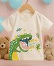 Googo Gaaga Cotton Woven Half Sleeves Live Happy Life Text Printed Tee - White