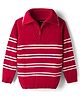 Pine Kids Knit Full Sleeves Pullover Sweater with Stripes - Red