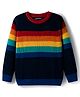 Pine Kids Knit Full Sleeves Pullover Sweater with Stripe Design - Navy Blue Yellow & Red