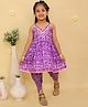 Junitos Cotton Woven Full Sleeves Baby Animals Printed Gota Lace Embellished Kurti Dhoti Set - Purple