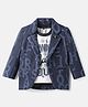 Dapper Dudes Full Sleeves Aphabets Printed Blazer With Tee Set - Navy Blue