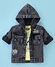 Dapper Dudes Full Sleeves Mild Washed Hooded Jacket With Bicycle Printed Tee Set - Black