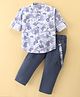 Dapper Dudes Full Sleeves Camouflage Printed Shirt & Pant With Suspender Set - Grey
