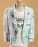 Dapper Dudes Full Sleeves Typography Printed Blazer With Tee Set - Green