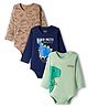 Bonfino 100% Cotton Knit Full Sleeves Dino Printed Onesies Pack Of 3 - Peach Navy Blue & Light Green