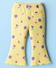 Babyhug Cotton Lycra Knit Full Length Leggings With Floral Print & Stretch - Yellow