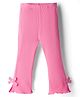Babyhug Rib Cotton Lycra Knit Full Length Leggings with Stretch & Bow Applique - Pink