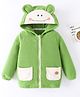 Mark & Mia Full Sleeves Hooded Winter Jacket With Smiley Embroidery & Pockets - Green