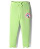Babyhug Rib Cotton Knit Full Length Leggings With Stretch & Floral Applique - Green