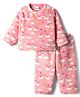 Babyhug Velour Knit Full Sleeves Winter Wear Co-ords Night Suit With Heart Print - Pink