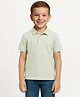 ALAN JONES Cotton Blend Knit Half Sleeves Solid Polo Tee - Green