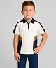 ALAN JONES Cotton Blend Knit Half Sleeves Cut & Sew Polo Tee - Off White