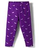 Babyhug Cotton Lycra Knit Full Length Leggings with Stretch & Bow Print - Purple