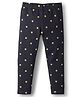 Babyhug Cotton Lycra Knit Full Length Leggings With Stretch & Star Print - Black