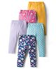 Babyhug  Cotton Lycra Knit Full Length Leggings With Stretch & Floral Print Pack Of 5 - Multicolour