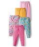 Babyhug Cotton Lycra knit Full Length  Leggings With Stretch Polka Dots & Floral Print Pack of 5 - Pink Yellow & Light Blue
