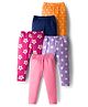 Babyhug Cotton Knit Full Length Leggings With Stretch & Floral Print Pack Of 5 - Multicolour