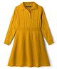Pine Kids Knit Full Sleeves Woolen Dress with Cable Knit Design - Mustard