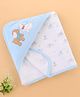 Zero Terry Knit Hooded Towel with Puppy Print & Patch Detailing L 86 x B 86 cm - Light Blue