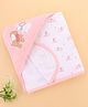 Zero Terry Knit Hooded Towel with Puppy Print & Patch Detailing L 86 x B 86 cm - Pink