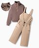 OLLINGTON ST. Sinker Knit Full Sleeves High Neck Top & Twill Dungaree - Brown
