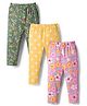 Babyhug Cotton Knit Full Length Leggings With Floral & Polka Dot Print Pack Of 3 - Pink Yellow & Green