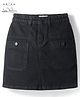 Arias Cotton Woven Denim Washed Skirt With Patch Pocket - Black