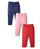 Babyhug Cotton Knit Full Length Solid Leggings With Stretch Pack Of 3 - Red Navy Blue & Pink