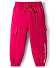 Babyhug French Terry Knit Full Length Lounge Pant with Limited Edition Text Print & Pocket - Dark Pink