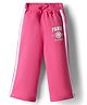 Babyhug French Terry Knit Full Length Track Pant with Tape Design & Paris Print - Dark Pink
