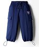 Babyhug French Terry Knit Full Length Lounge Pant With Text Print - Navy Blue