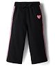 Babyhug French Terry Knit Full Length Track Pant with Tape Design & Heart Print - Black