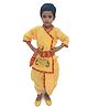 BookMyCostume Cotton Woven Janmashtami Theme Three Fourth Sleeves Lord Krishna Costume Set - Yellow