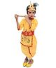 BookMyCostume Cotton Woven Janmashtami Theme Three Fourth Sleeves Lord Krishna Costume Set - Yellow