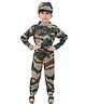 BookMyCostume Cotton Blend Woven Independence Day Theme Full Sleeves Indian Army Costume Set - Green