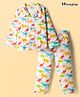 Honeyhap Premium 100% Cotton Knit Co-ord Set Night Suit with Dino Print - Bright White