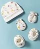 Bubble Pop 100% Cotton Interlock Knit Cap Mittens & Booties with Fruits Print  White - Diameter 9.5 cm