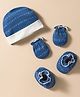 Bubble Pop 100% Cotton Interlock Knit Cap Mittens & Booties with Text Print  White - Diameter 10.5 cm