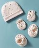 Bubble Pop 100% Cotton Interlock Knit Cap Mittens & Booties with Stars Print  Cream - Diameter 11 cm